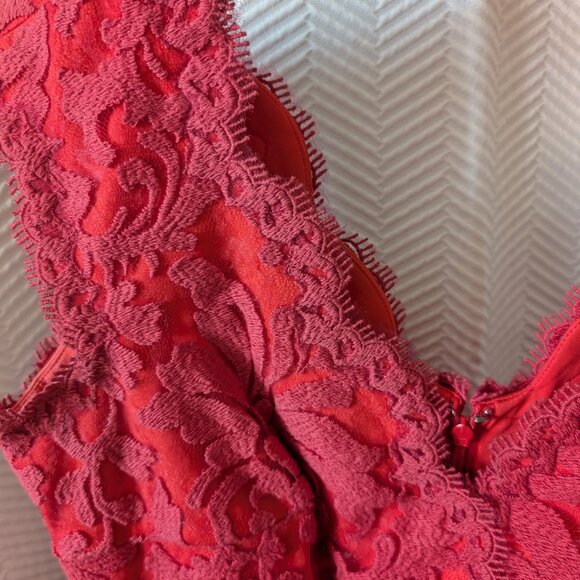 Tadashi Shoji Red Lace Wedding Dress - Picture 8 of 10